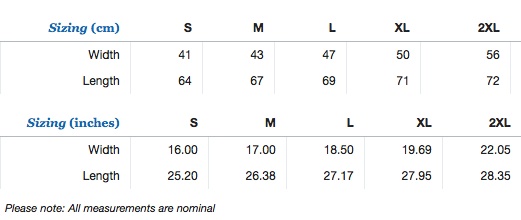 CPDH Ladies Size Chart